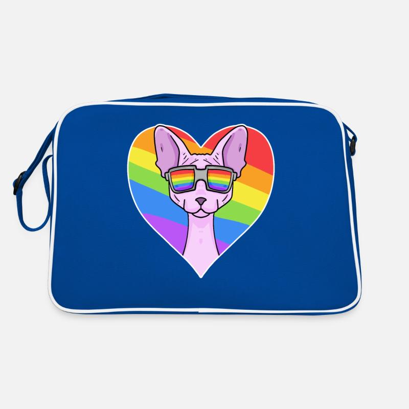 Sphynx Katze - Sphinx-Katze - Regenbogen Herz Retro Tasche