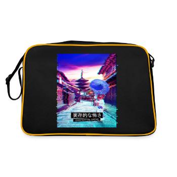 Vaporwave Japanese Streetwear Tokyo Temple Lofi - Retro Tasche - Schwarz/Gold - Hinten