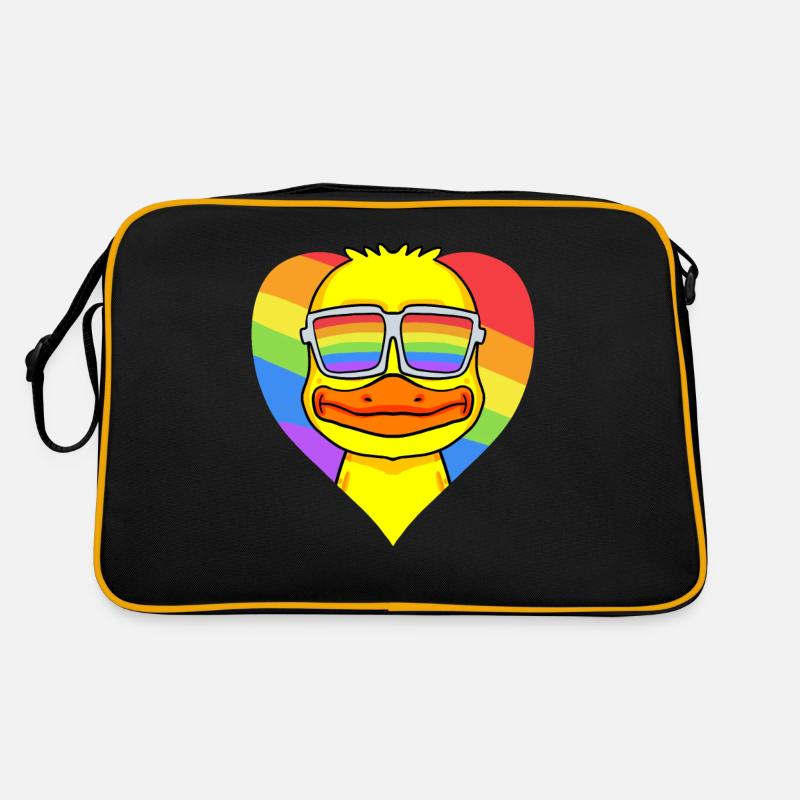 LGBT Heart with Duck Rainbow Retro Bag