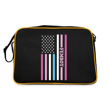 Femboy LGBTQ Rainbow Gay Pride American Flag Queer - Retro Tasche - Schwarz/Gold - Hinten
