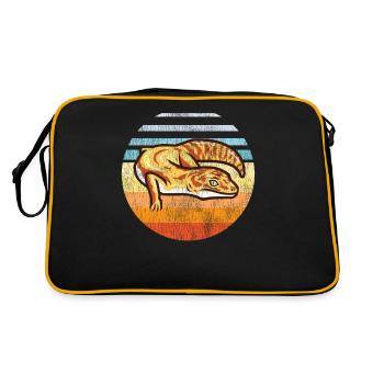 Leopard Gecko Retro Vintage Sunset - Retro Tasche - Schwarz/Gold - Hinten