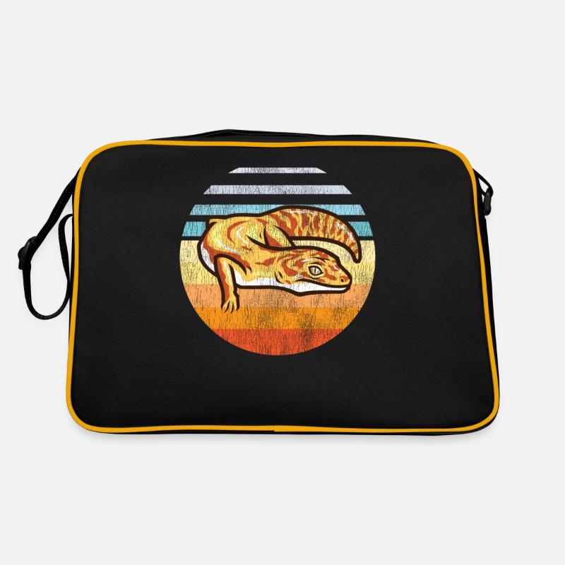 Leopard Gecko Retro Vintage Sunset - Retro Bag - black/gold