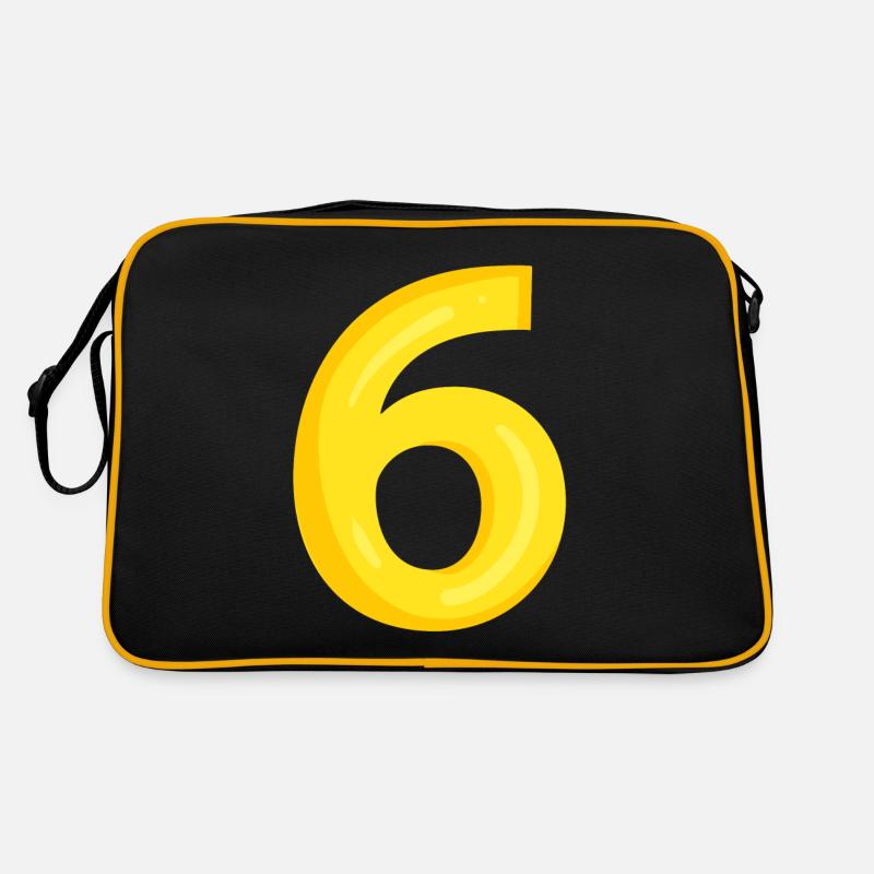 6 gelb - Retro Tasche - Schwarz/Gold