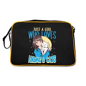 Just A Girl Who Loves Anime & Cats Anime Cat Lover - Sac Retro - noir/or - Dos
