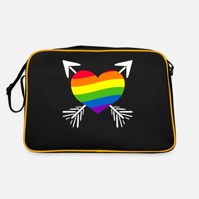 Rainbow Heart Arrow - Retro Bag - black/gold