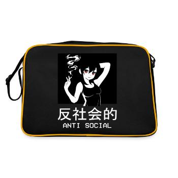 Antisocial Anime Girl Waifu Japanese Manga Weeb - Sac Retro - noir/or - Dos