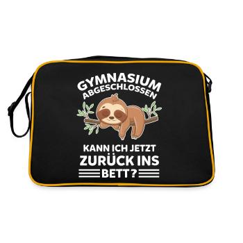 Faultier Gymnasium Abschluss Schüler Gymnasiast - Retro Tasche - Schwarz/Gold - Hinten