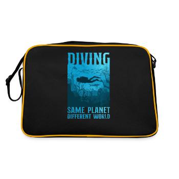 Scuba Diver Diving Same Planet - Retro Bag - black/gold - Back
