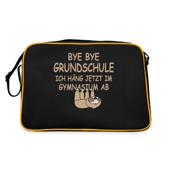 Kindergarten Grundschule Schulanfang Gymnasium - Retro Tasche - Schwarz/Gold - Hinten