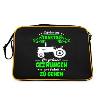 Geboren Um Traktor Zu Fahren Einschulung Landwirt - Retro Tasche - Schwarz/Gold - Hinten