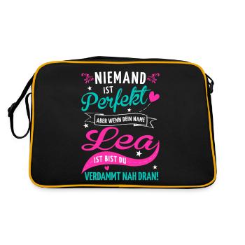 Niemand ist perfekt aber wenn dein Name Lea ist - Retro Tasche - Schwarz/Gold - Hinten