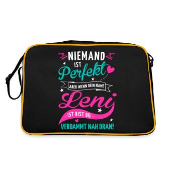 Niemand ist perfekt aber wenn dein Name Leni ist - Retro Tasche - Schwarz/Gold - Hinten