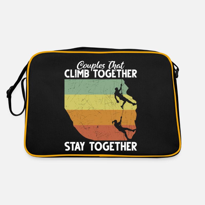 Rock Climbing Climber Retro - Retro Tasche - Schwarz/Gold