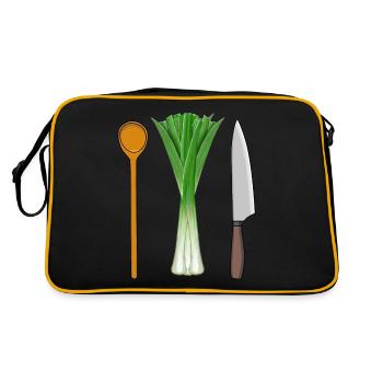 Poireaux Cuisine végétarienne Cuillère en bois Travail Professions - Sac Retro - noir/or - Dos