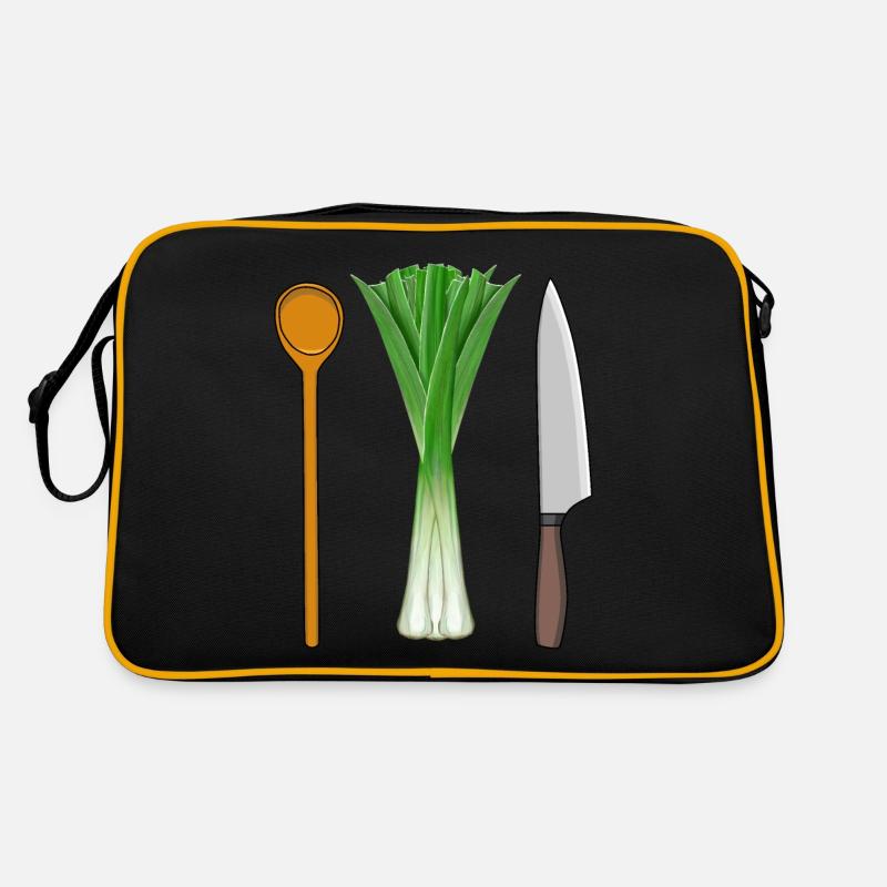 Lauch Vegetarisch kochen Kochlöffel Job Berufe Retro Tasche