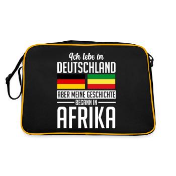 Deutschland Afrikaner Afrikanisch Afrika - Retro Tasche - Schwarz/Gold - Hinten
