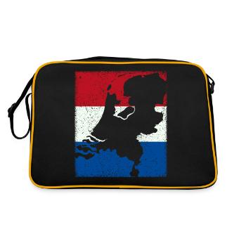 Pays-Bas drapeau avec carte / contour - Sac Retro - noir/or - Dos
