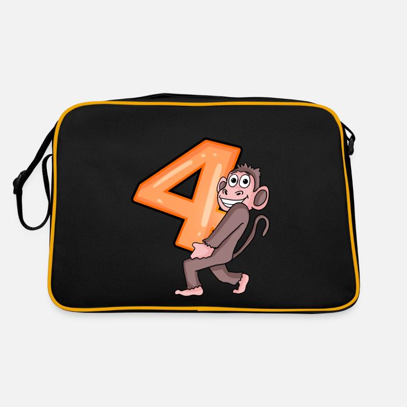 4th Birthday Monkey Boy 4 Years Gift Retro Bag