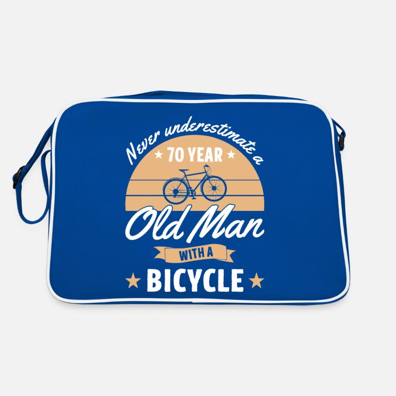 Never underestimate a 70 year old man with bicycle Retro Tasche