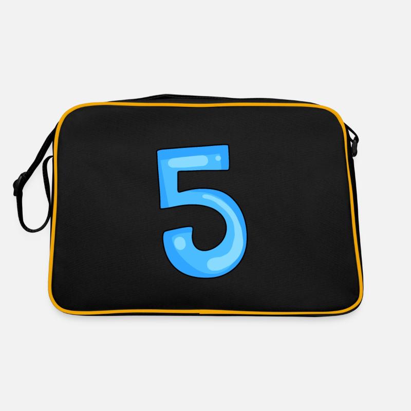 5 Blau - Retro Tasche - Schwarz/Gold