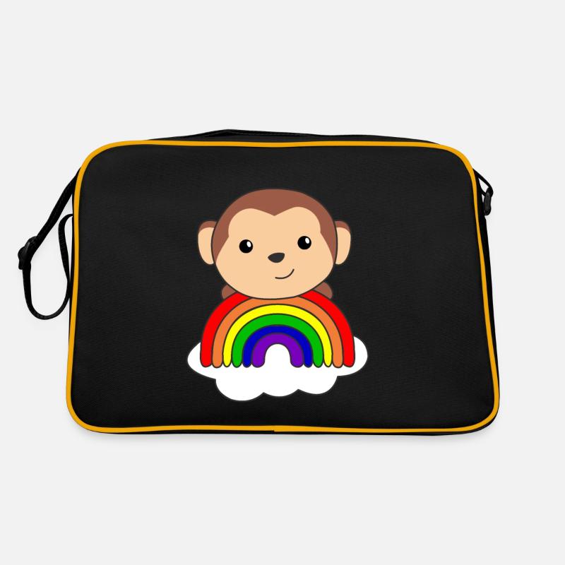 Monkey Rainbow Cloud Cute Animals for Kids Monkeys Retro Bag