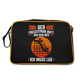 Jahrmarkt Kirmes Freizeitpark - Retro Tasche - Schwarz/Gold - Hinten