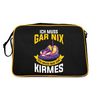 Ich muss gar nix ich muss nur zur Kirmes - Retro Tasche - Schwarz/Gold - Hinten
