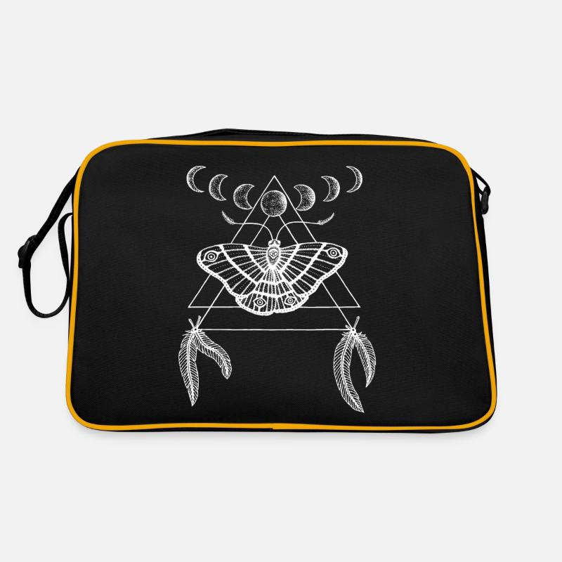Motte mit Mondphasen by Nikki-Luka - Retro Tasche - Schwarz/Gold