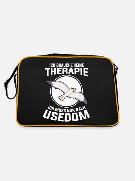 Ich brauche keine Therapie ich muss nur nach Usedo - Retro Tasche - Schwarz/Gold - Hinten