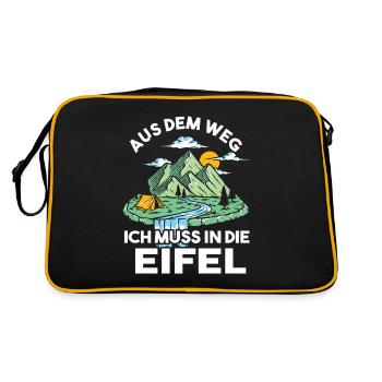 Aus dem Weg ich muss in die Eifel - Retro Tasche - Schwarz/Gold - Hinten