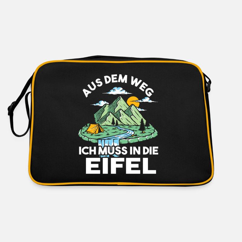 Aus dem Weg ich muss in die Eifel - Retro Tasche - Schwarz/Gold
