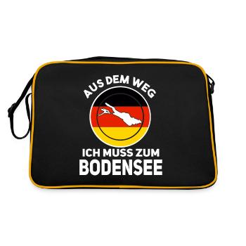 Aus dem Weg ich muss zum Bodensee - Retro Tasche - Schwarz/Gold - Hinten