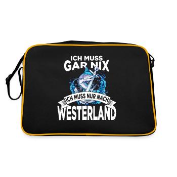 Ich muss gar nix ich muss nur nach Westerland - Retro Tasche - Schwarz/Gold - Hinten
