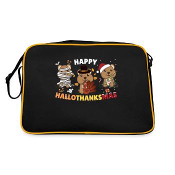 Happy Hallothanksmas Quokka Christmas Holiday - Retro Bag - black/gold - Back
