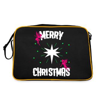 Weihnachten Weihnachten Weihnachten Weihnachten Weihnachten - Retro Tasche - Schwarz/Gold - Hinten