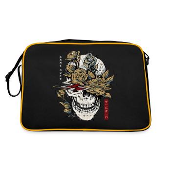 Edgy Skull and Flowers Game Over Goth Vaporwave - Retro Bag - black/gold - Back