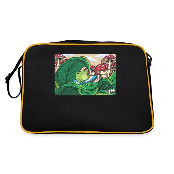 Cottagecore Aesthetic grenouille surfeur Champignon Kawaii - Sac Retro - noir/or - Dos