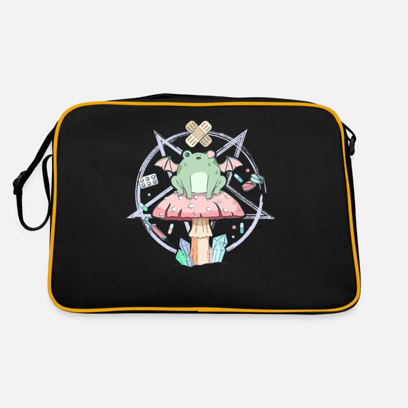 Cottagecore Aesthetic Pastel Goth Frog Pentagram Retro Bag