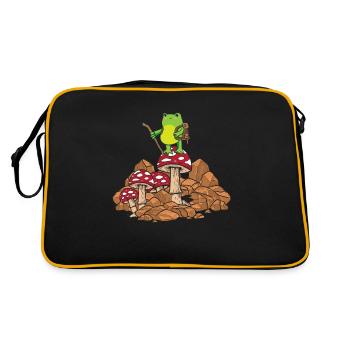 Cottagecore Esthétique Kawaii Grenouille Randonnée Champignon - Sac Retro - noir/or - Dos