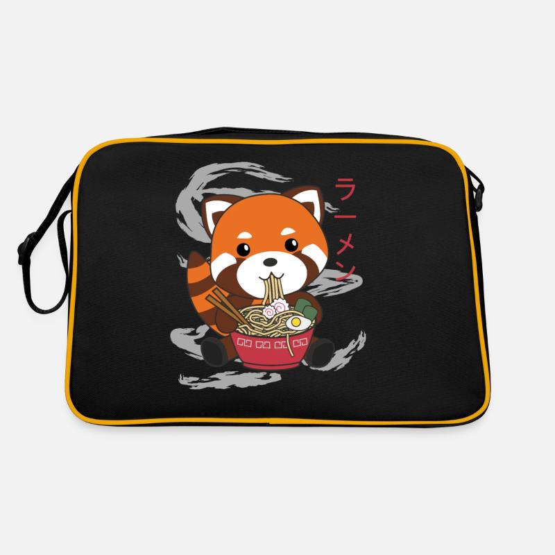 Powered by Ramen süßer roter Panda isst Ramen Retro Tasche