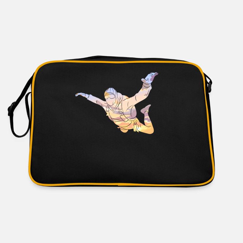 Skydiving Sunset - Retro Tasche - Schwarz/Gold