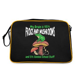 Cottagecore Aesthetic Frogs And Mushroom - Retro Bag - black/gold - Back