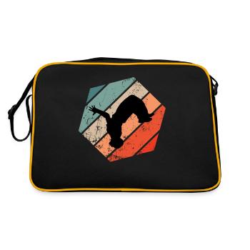 Vintage Parkour Freerunning Backflip Silhouette - Retro Bag - black/gold - Back