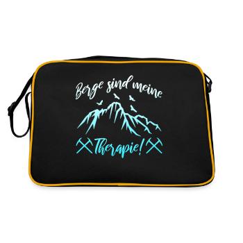 Berge Wandern Spruch - Retro Tasche - Schwarz/Gold - Hinten