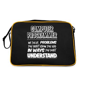 Computer Programmer Geek Pun Apparel - Retro Bag - black/gold - Back