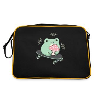 Cottagecore Aesthetic Kawaii Skateboarding Grenouille - Sac Retro - noir/or - Dos