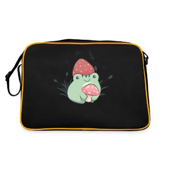 Cottagecore Esthétique Grenouille Fraise Chapeau Champignon - Sac Retro - noir/or - Dos