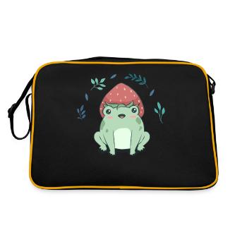 Cottagecore Esthétique Kawaii Grenouille Chapeau fraise - Sac Retro - noir/or - Dos