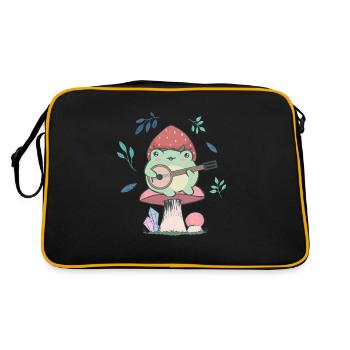 Cottagecore Aesthetic Kawaii Frog Plays Banjo - Retro Bag - black/gold - Back
