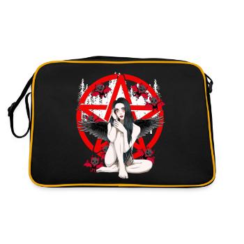 Pentagramm Vampir Geist Horror Pentagramm - Retro Tasche - Schwarz/Gold - Hinten